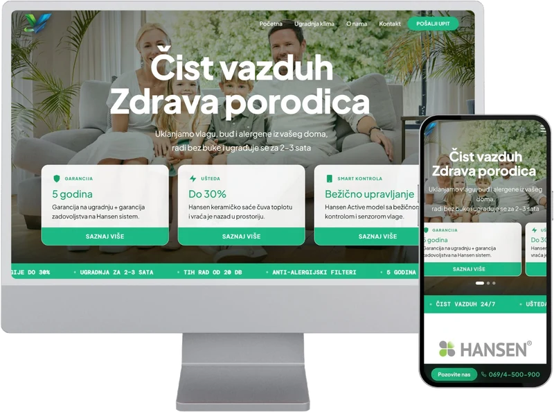 Ventora air conditioning company website shown on desktop and mobile